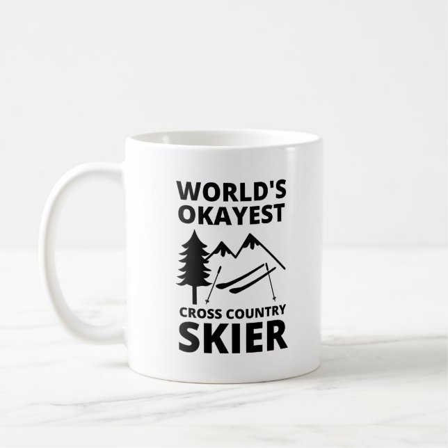 Worlds Okayest Cross Country Skier - Skiing Coffee Mug (Left)