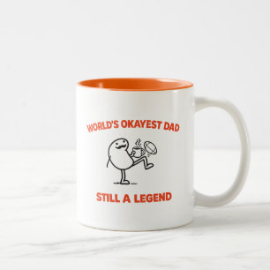 World's Okayest Dad   Funny Dad Joke   Father Two-Tone Coffee Mug