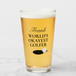 World's Okayest Golfer beer glass gift for golfer