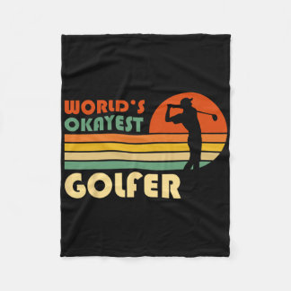 World's Okayest Golfer - Funny Golf Retro Vintage Fleece Blanket