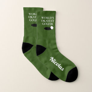 World's Okayest Golfer funny sport socks for men