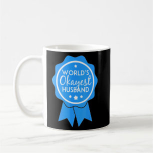 Worlds Okayest Husband Ribbon Hubby Blue  Coffee Mug