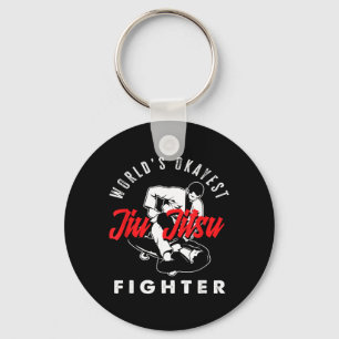 Worlds Okayest Jiu Jitsu Fighter Martial Arts Keychain