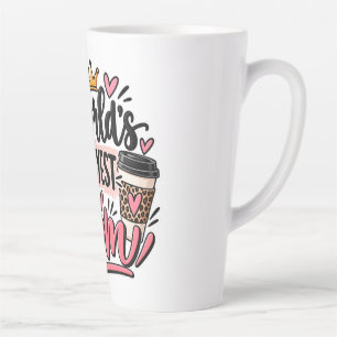 World's Okayest Mom Leopard Print Messy Bun Latte Mug