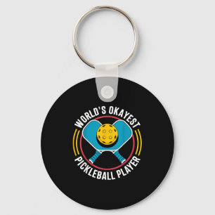 World's okayest pickleball player funny pickle bal keychain