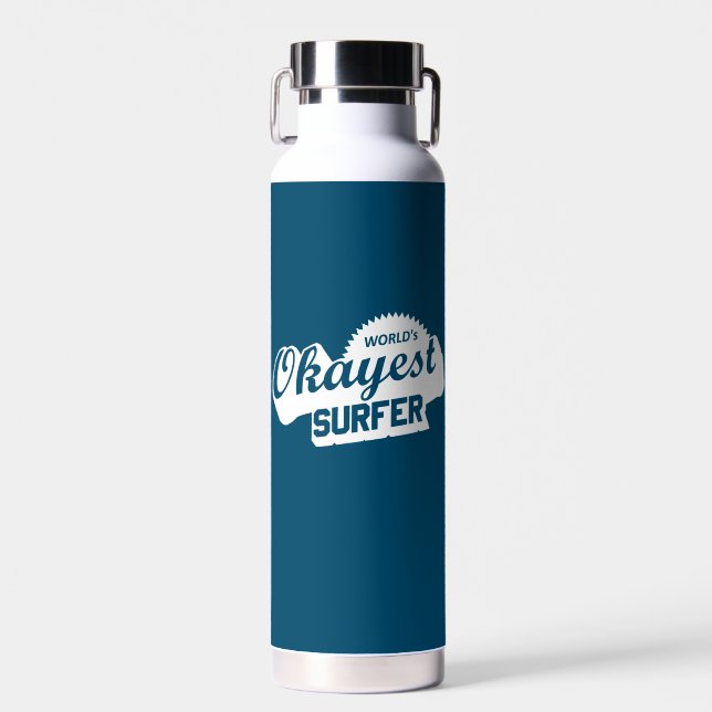 Worlds Okayest Surfer Water Bottle (Front)