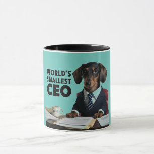 World's smallest CEO, cute funny dachshund in suit Mug