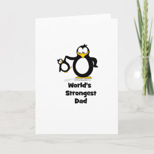 worlds strongest dad penguin card