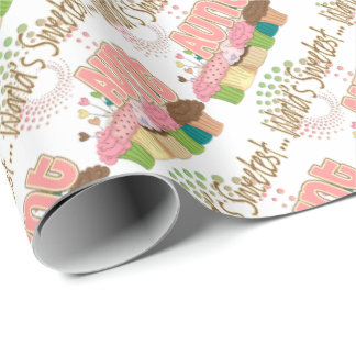 World's Sweetest Aunt Cupcake Edition Pattern Wrapping Paper