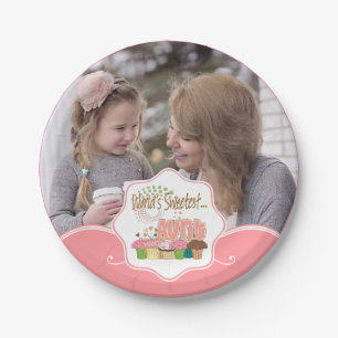 World's Sweetest Aunt Cupcake Pattern Paper Plate