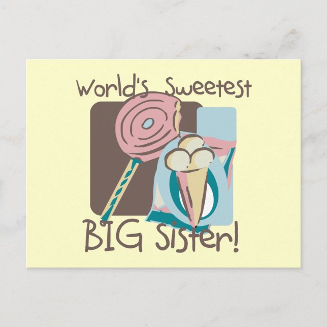 World's Sweetest Big Sister Postcard (Front)