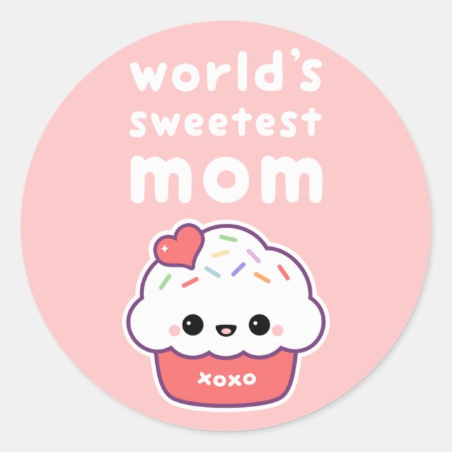 World's Sweetest Mom Classic Round Sticker (Front)