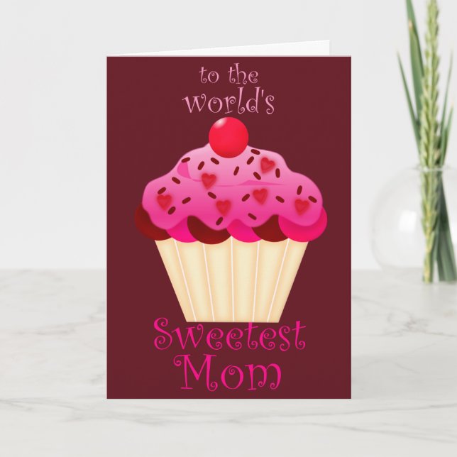 World's Sweetest Mom Cupcake Mothers Day Card (Front)