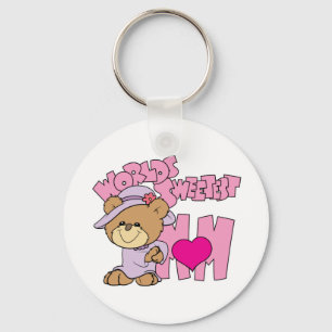 worlds sweetest mom teddy bear design keychain