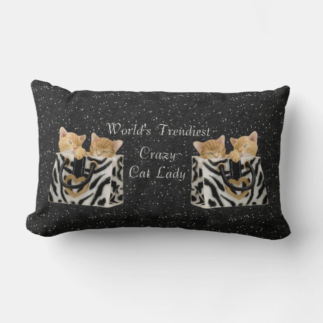 World's Trendiest Crazy Cat Lady Pillow (Front)