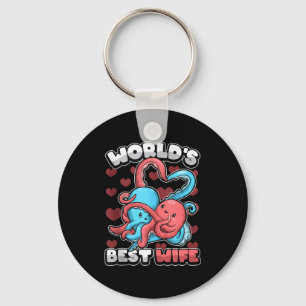 World's Wife Cute Kawaii Octopus Heart Cute Couple Keychain