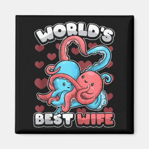World's Wife Cute Kawaii Octopus Heart Cute Couple Magnet