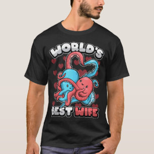 World's Wife Cute Kawaii Octopus Heart Cute Couple T-Shirt