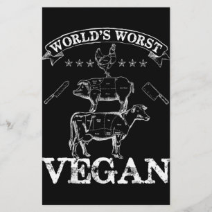 Worlds Worst Vegan Meat  BBQ Chicken Pig Cow Stationery