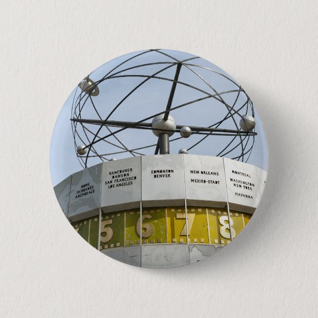 Worldtime Clock in Berlin 2 Inch Round Button (Front)