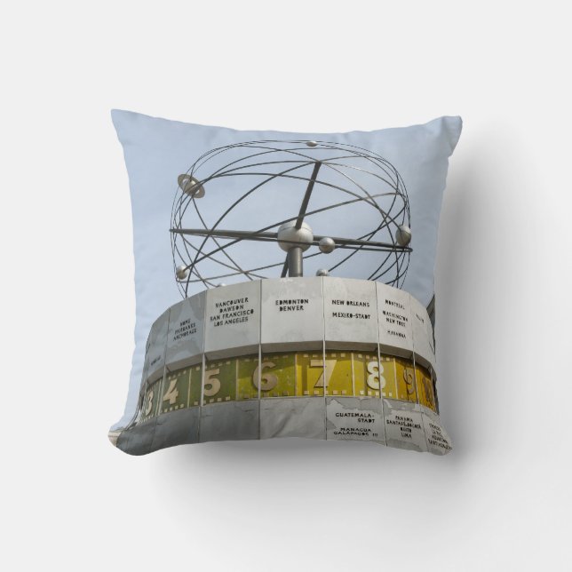 Worldtime Clock in Berlin Throw Pillow (Front)