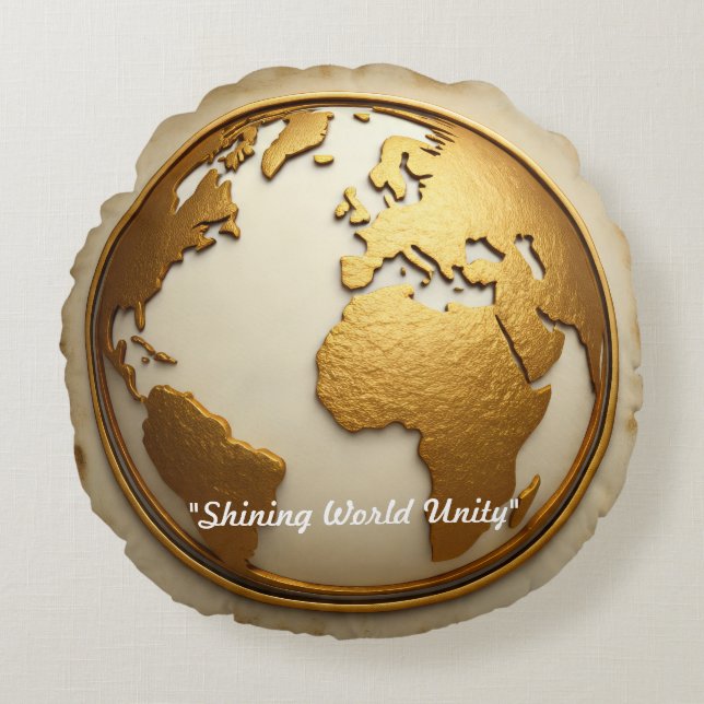 "Worldwide Golden Spark" Round Pillow (Front)