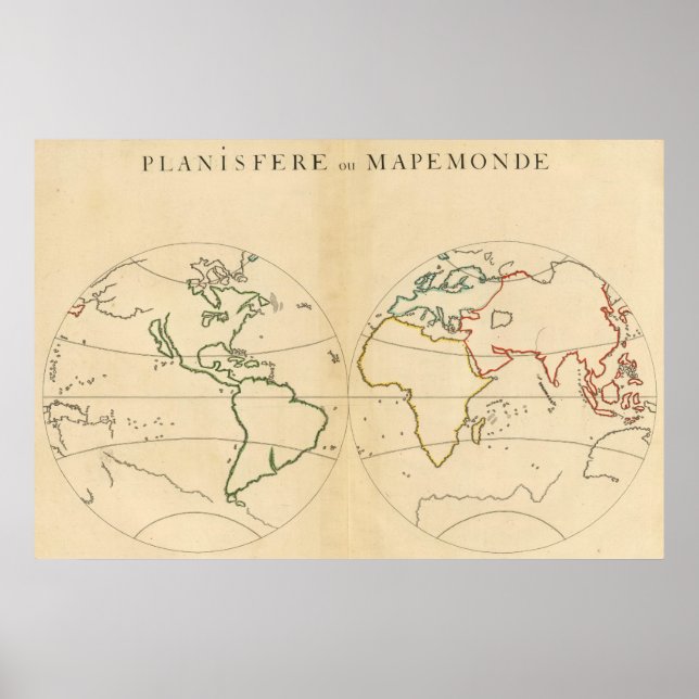 Worlp Map with 5 Zones Poster (Front)