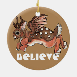 Worlpertinger/Jackalope Believe Ceramic Ornament