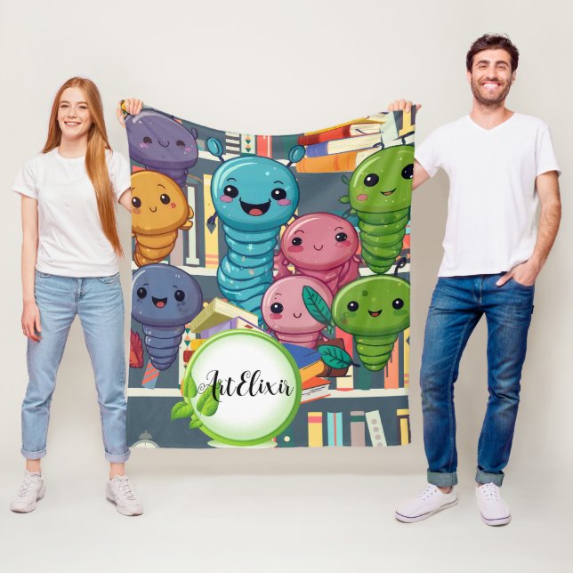Worm BookWorms Print  Fleece Blanket (In Situ)