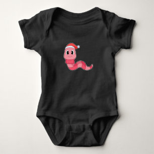 Worm Christmas Christmas hat Baby Bodysuit