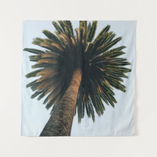 Worm eye photography of palm tree tapestry