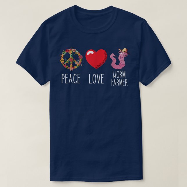 Worm Farmer Heart Hand Catch Love Peace Compost Wo T-Shirt (Design Front)