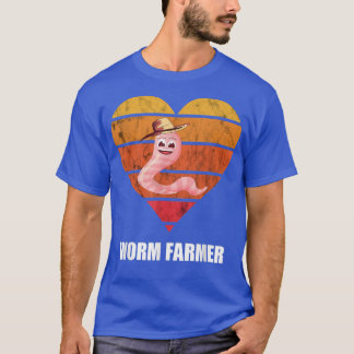 Worm Farmer Retro Vintage Heart Hat Gardening Verm T-Shirt