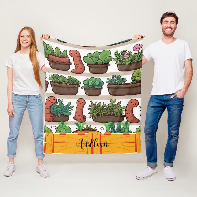 Worm Garden Print  Fleece Blanket (In Situ)