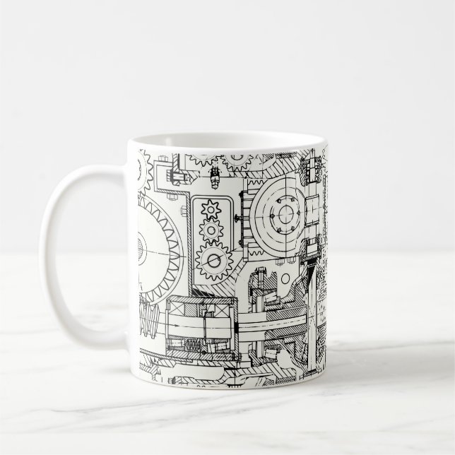 Worm Gears: Seamless Technical Machinery. Coffee Mug (Left)