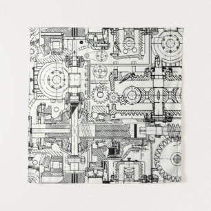 Worm Gears: Seamless Technical Machinery. Tapestry