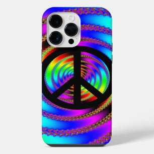 Worm Hole with Black Peace Sign iPhone 14 Pro Max Case