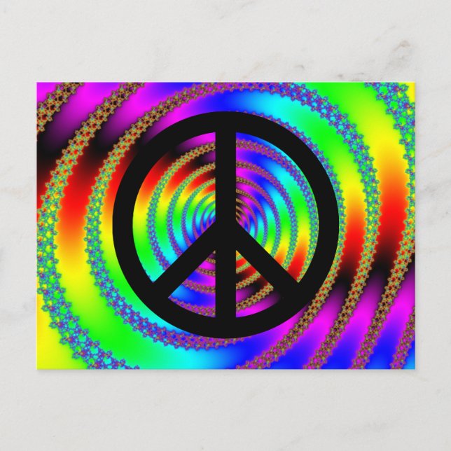 Worm Hole with Black Peace Sign Postcard (Front)