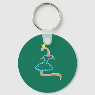 Worm in a green dress and a crown keychain