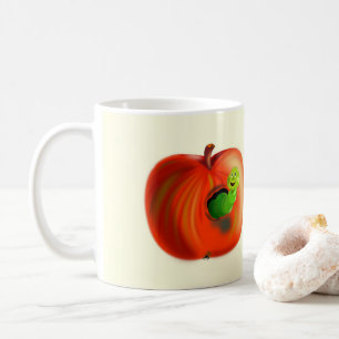 Worm In Red Apple Mug Fun - Your Color - Text