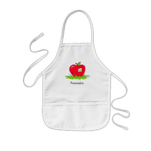 Worm In Red Apple With Name Kids Apron