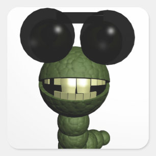 Worm with sunglasses square sticker