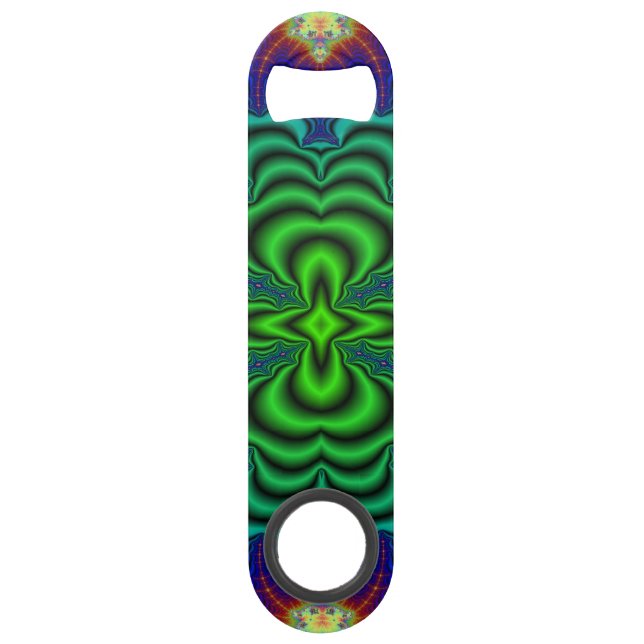 Wormhole Fractal Neon Green Space Tubes Bar Key (Front)