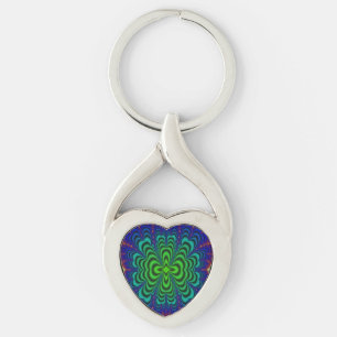 Wormhole Fractal Neon Green Space Tubes Keychain
