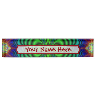 Wormhole Fractal Neon Green Space Tubes Nameplate