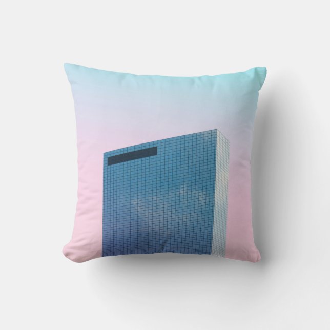 WORMS EYE VIEW OF BUILDING THROW PILLOW (Front)