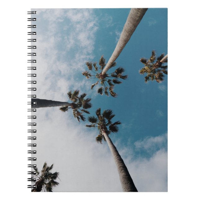 Worms eyeview photography of coconut trees notebook (Front)