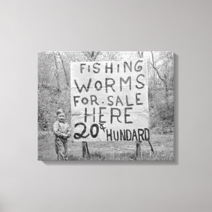 Worms For Sale, 1935 Canvas Print