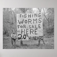 Worms For Sale, 1935. Vintage Photo