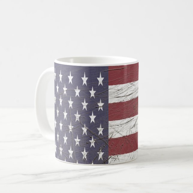 Worn American Flag Coffee Mug (Front Left)